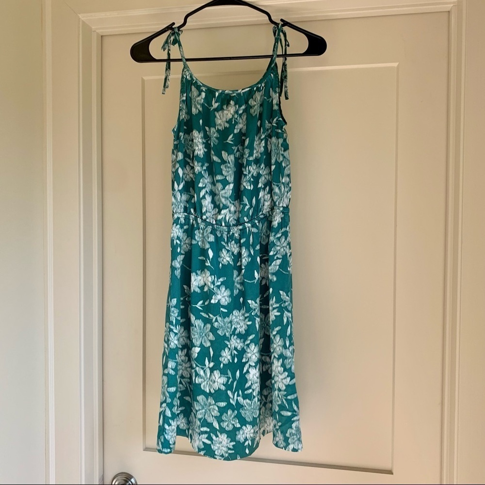 Banana republic green floral dress womens size 0